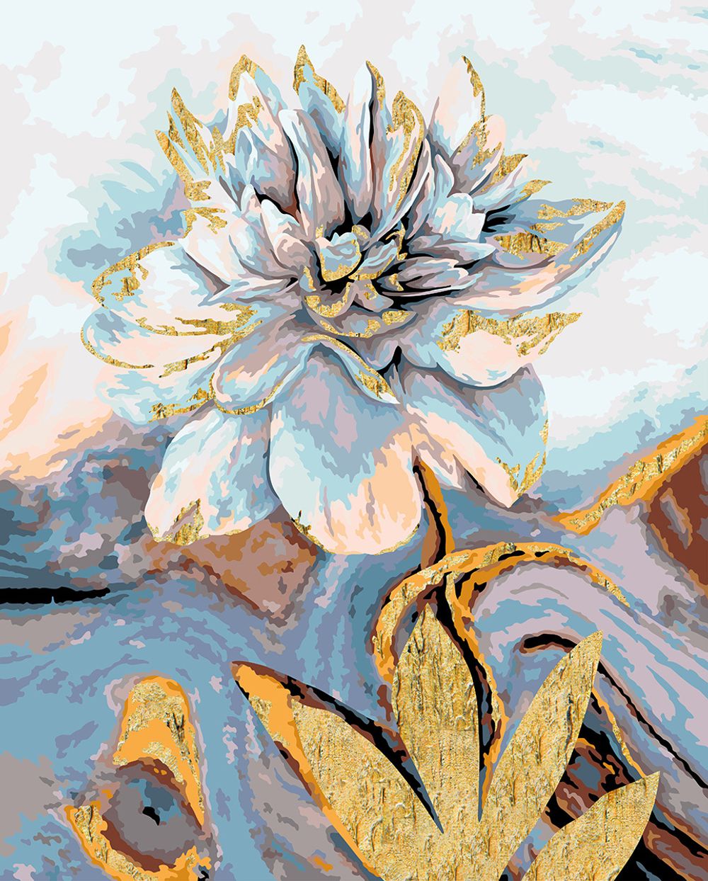 Картина по номерам Фрея PNB/PLPT-252, Пион в золоте, (с поталью) 50х40 см