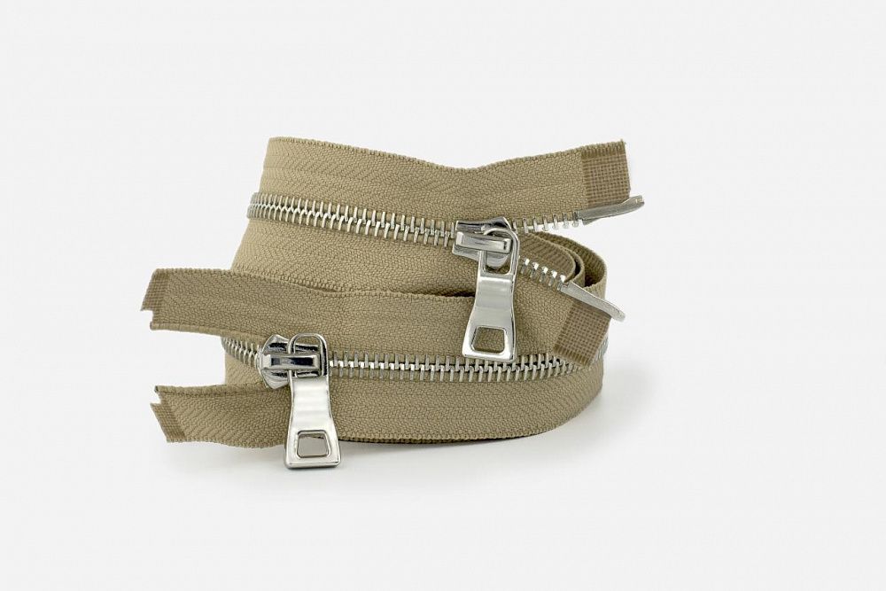 Молния металл Т5 (5 мм) 2 зам., разъем., 85 см, никель, цв.D085 песочный, MaxZipper Premium, 1 шт /TOS/