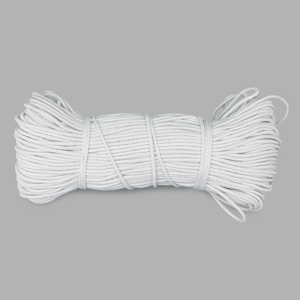 Резинка шляпная (шнур эластичный) ⌀1.5 мм / 50 метров, белый