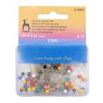 Булавки с цветной головкой 0,65мм/34мм, сталь, 75 шт, Pony