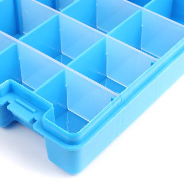 Коробка, 6 съемных перегородок, 24 ячейки, 274х188х45 мм, голубой