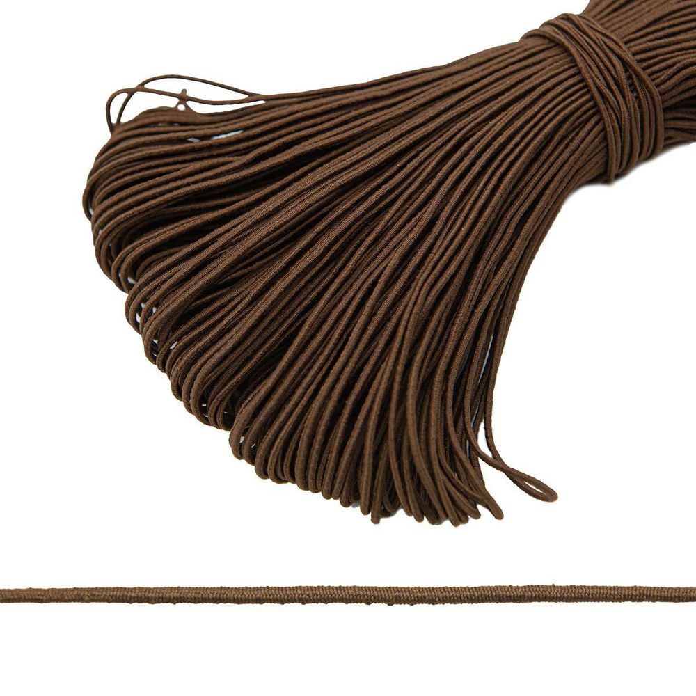 Резинка шляпная (шнур эластичный) 1.5 мм / 50 метров, цв.коричневый