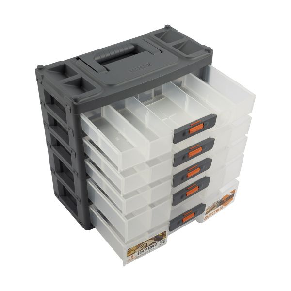 Сет для мелочей Expert 5 секций пластик, серо-свинцовый/оранжевый, Plastic Republic BR3798СРСВЦОР