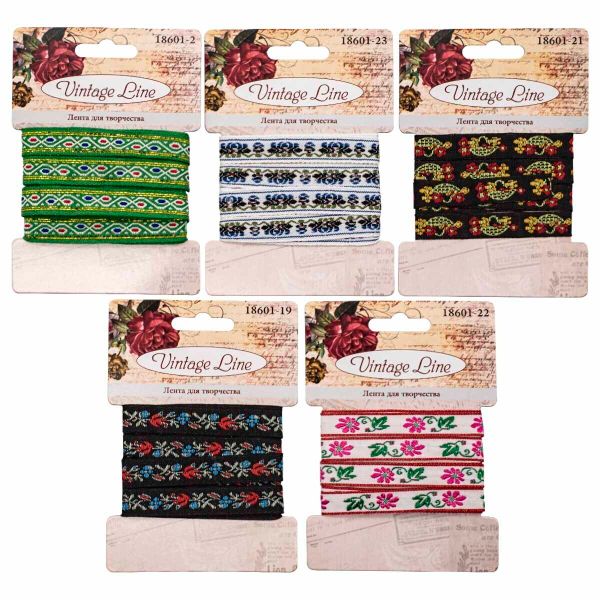 Набор лент декоративных Цветы и орнаменты 2, 5 шт, Vintage Line