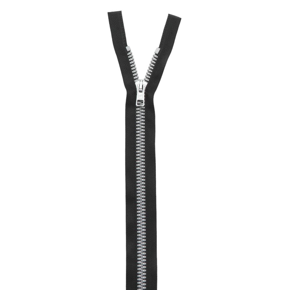 Молния трактор Arta Т6 (6 мм) 1 зам., разъем., 60 см, Decor, цв. 077 черный / 991 алюминий, уп.5 шт