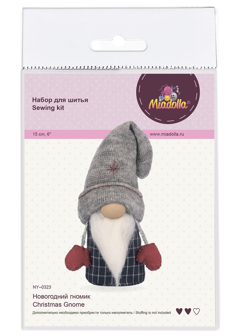 Набор для шитья игрушки Новогодний бокс "Гномик" 15 см, Miadolla BX-0326