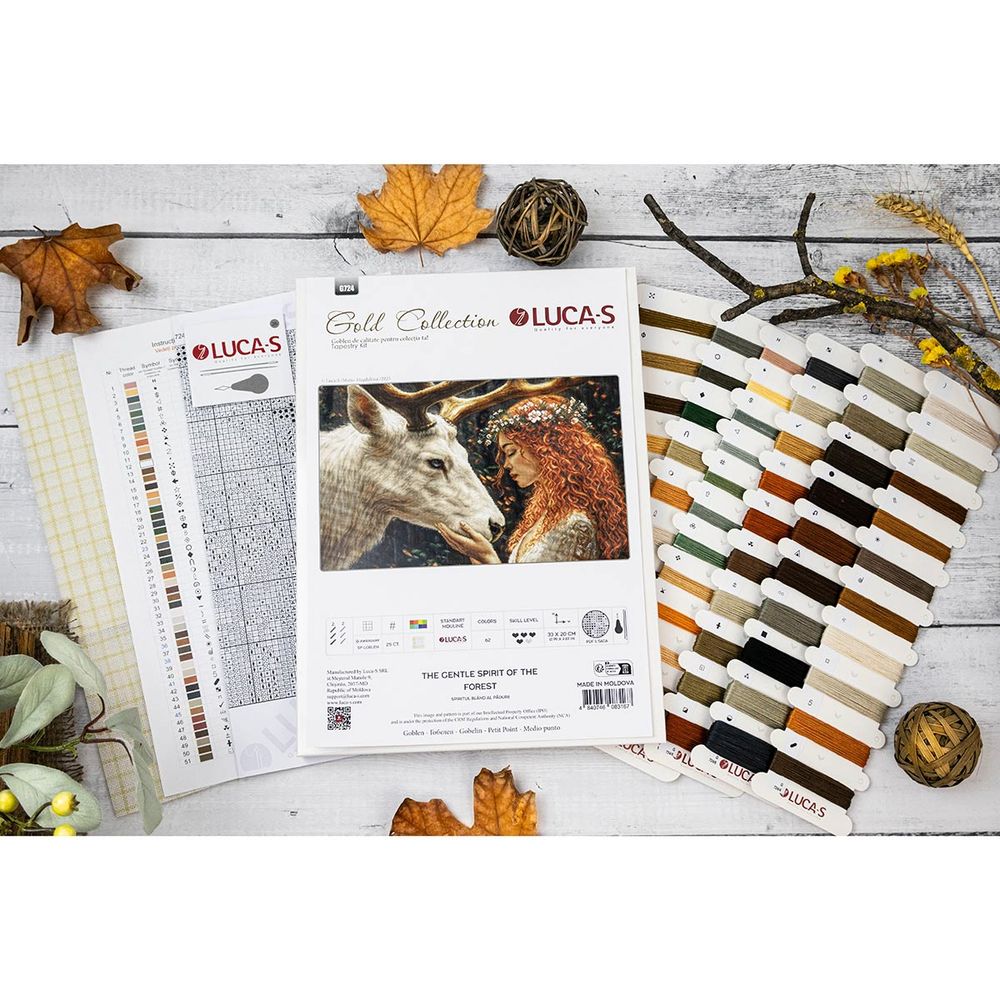 Набор для вышивания нитками Luca-S G724, гобелен Нежный дух леса 33х20см