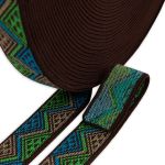 Резинка для подтяжек (помочная) 25.0 мм / 20 метров, жаккардовая, 000181 коричн./беж./салат./бирюз, Gamma 16с3893