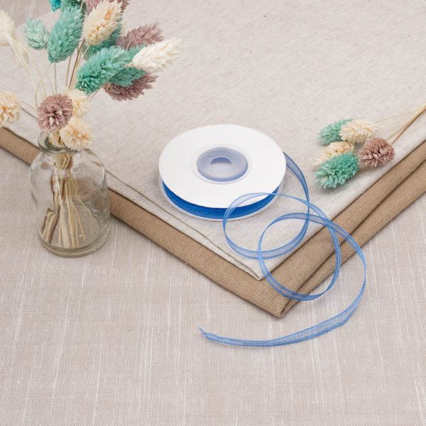 Лента капроновая (органза) 6.0 мм / 22.86±1 метров, 164 синий