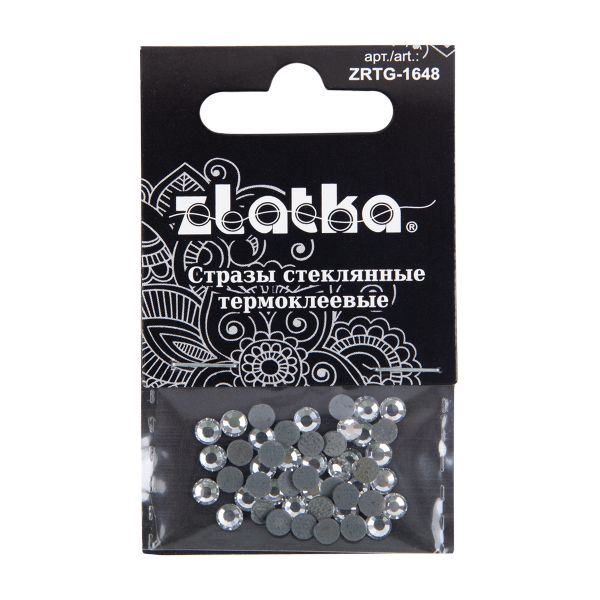 Стразы клеевые стекло 3.9 мм, 5х48 шт, SS16 №01 белый (Crystal), Zlatka ZRTG-1648