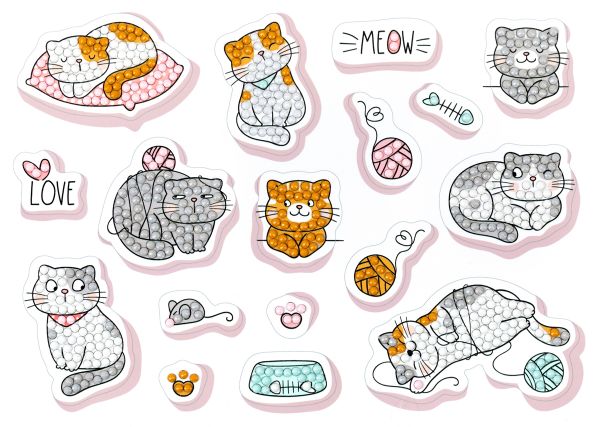 Алмазная (кристальная) мозаика Фрея ALVN-138, наклейки Котики на отдыхе, 19.5х14 см