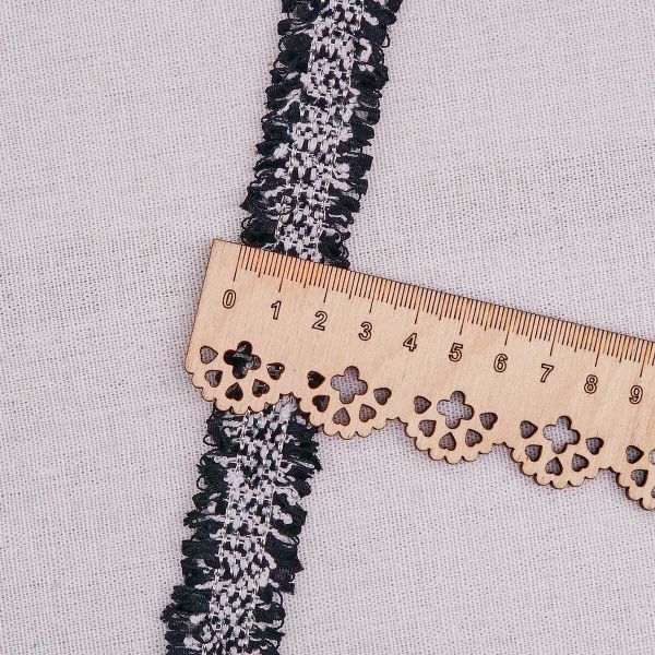 Тесьма твидовая Шанель с люрексом 2 см / 41,2м, 34 черный, 3AR2651