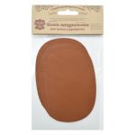 Заплатка, кожа, овал средний 10х14см с перфорацией, с тупыми краями, 2 шт в уп, 100% кожа, 02 св.коричневый