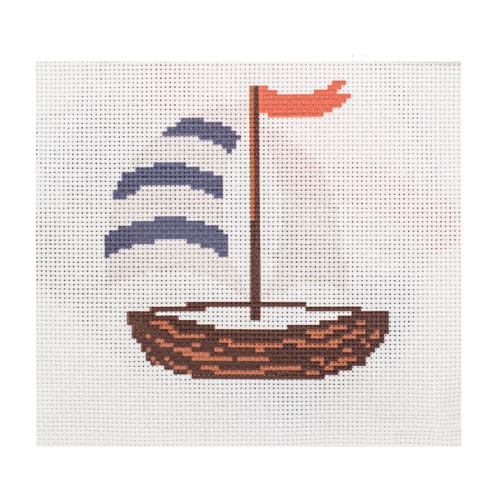 Набор для вышивания нитками Hobby&Pro Kids, Кораблик 19х19см