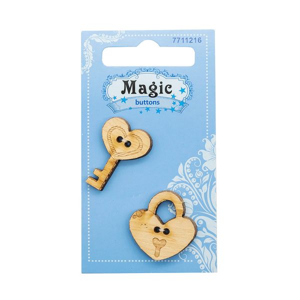 Украшения декоративные пуговицы Замок с ключом, 2 шт, Magic Buttons BBL013-MX-P