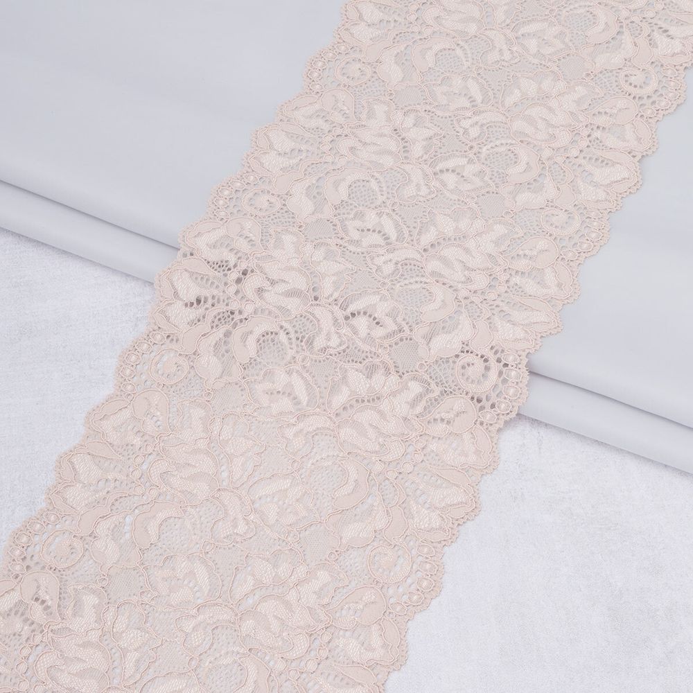 Кружево бельевое эластичное 175 мм / 10 метров, 1082, цв. 168 серебристый пион, 28113, Lauma