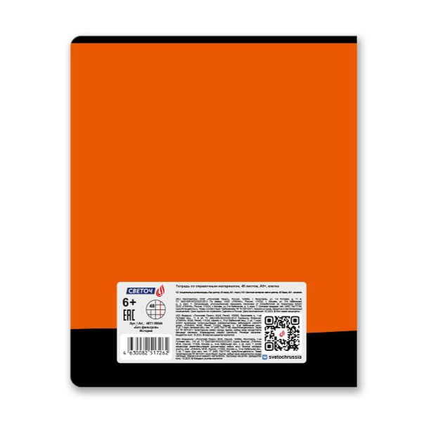 Тетрадь со справочным материалом Без фильтров, A5+ 48 л. на скобе 60 г/м², белизна 90%, 10 шт, клетка, 00844 История, Светоч 48Т1