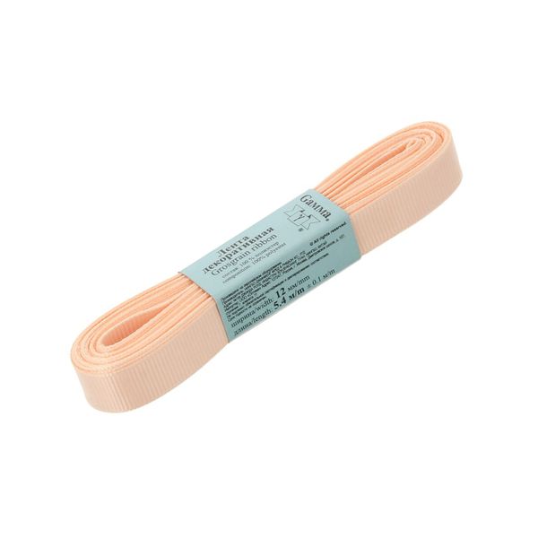 Лента репсовая нарезка 12.0 мм / 10 шт по 5.4 метра, 027 бл.бл.розовый, Gamma GR-12