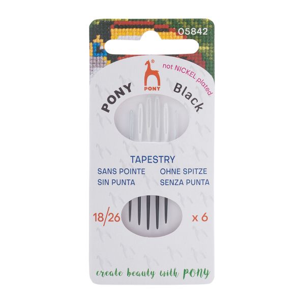 Иглы ручные гобеленовые Tapestry Black №18-26 c белым ушком, 6 шт, Pony, 05842