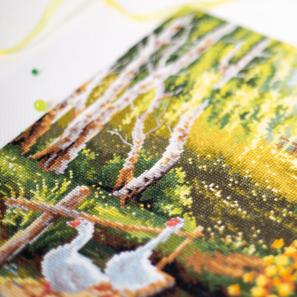 Набор для вышивания нитками Чудесная игла 110-331, Деревенский пруд, 40х31см