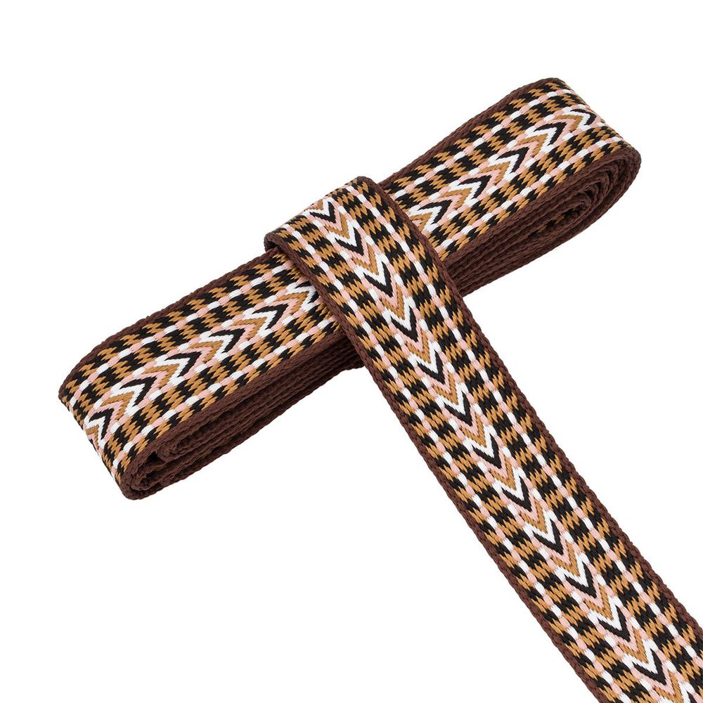 Стропа (ременная лента) 38 мм / 3 метра, [41.33 г/пог.м], с принтом, T043 бежевый/черный/белый, 3Al362