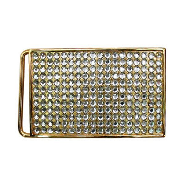 Пряжка ременная металл 70х45 мм, 2 шт, со стразами, 30 золото (прозрачный), Micron GB 1417