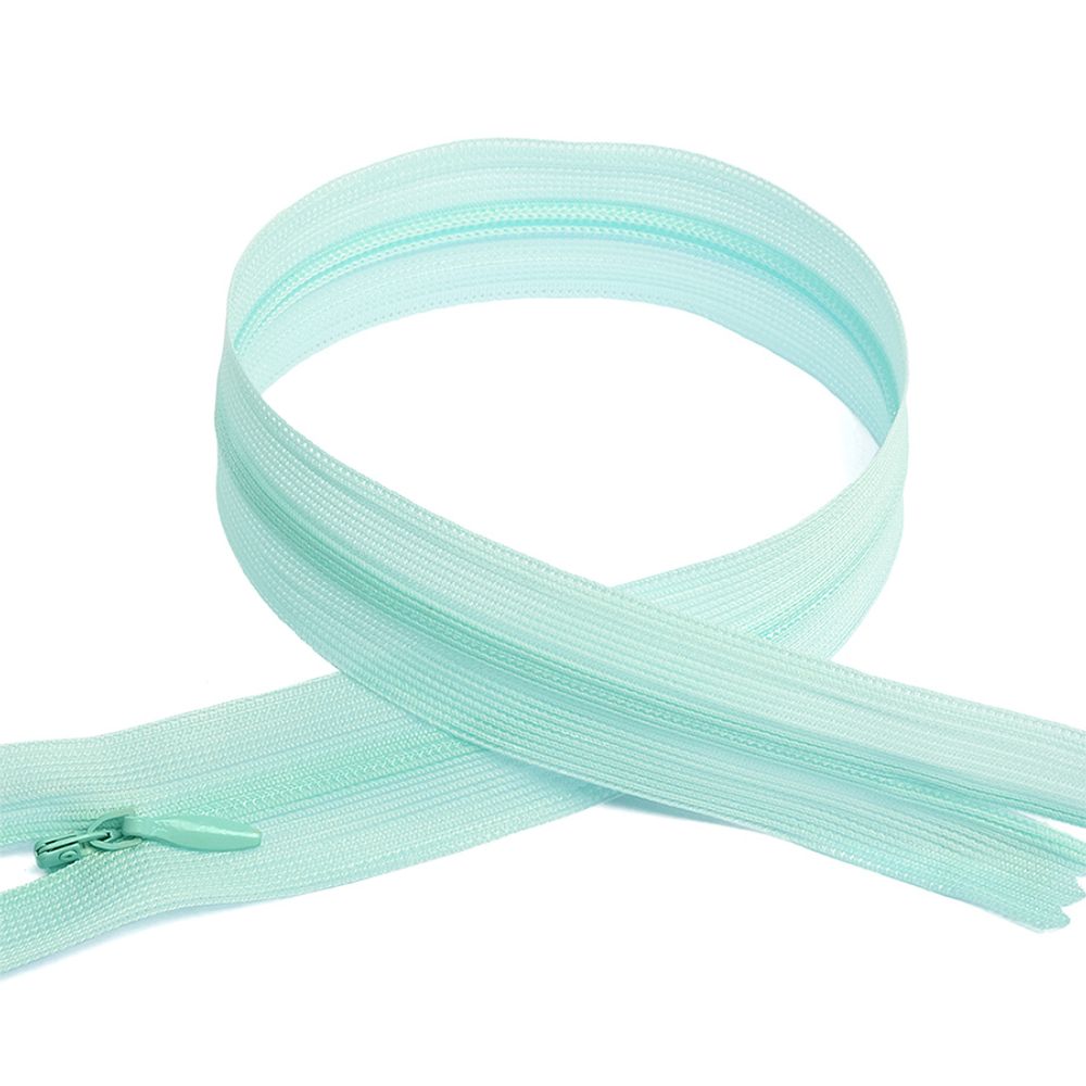 Молния потайная (скрытая) Т3 (3 мм) 1 зам., н/раз., 20 см, цв.F250 мятный уп.50 шт Молния потайная (скрытая) Т3 (3 мм) 1 зам., н/раз., 20 см, цв.F250 мятный уп.50 шт