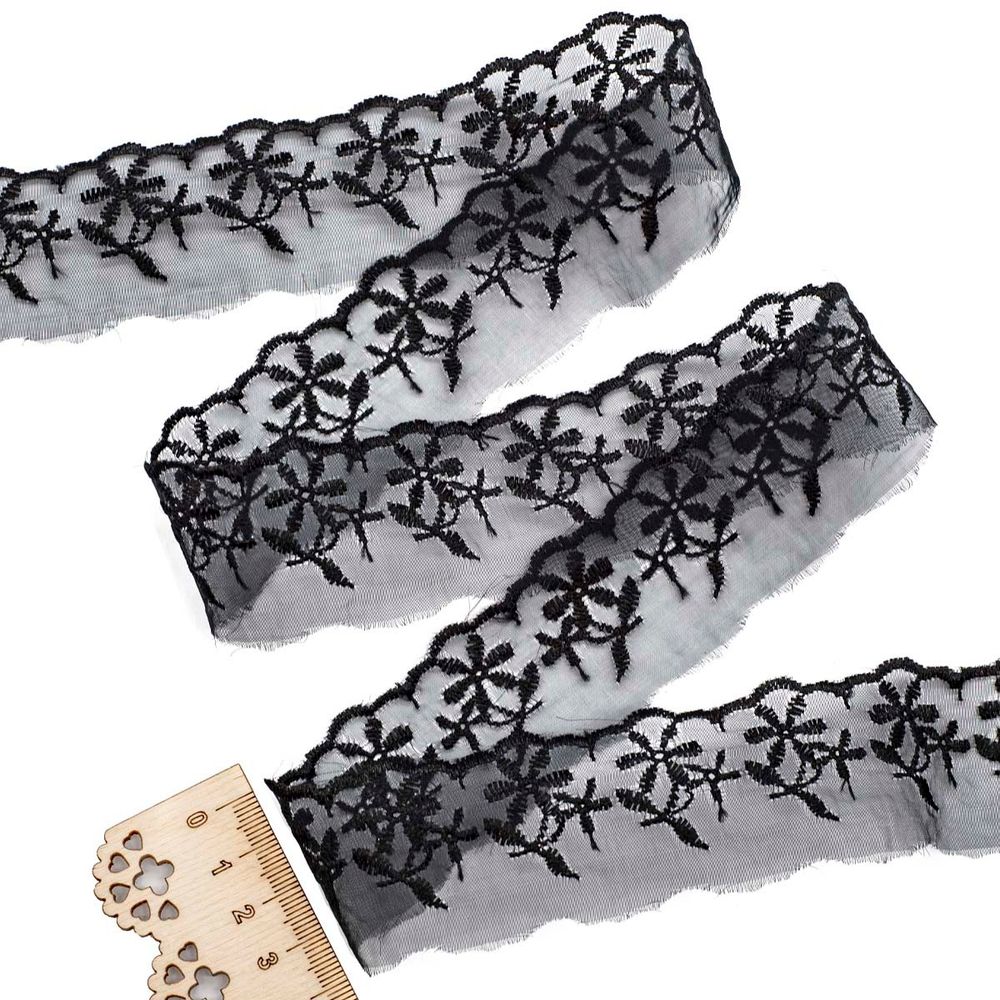 Кружево капроновое 50 мм / 13.71м, цв.черный