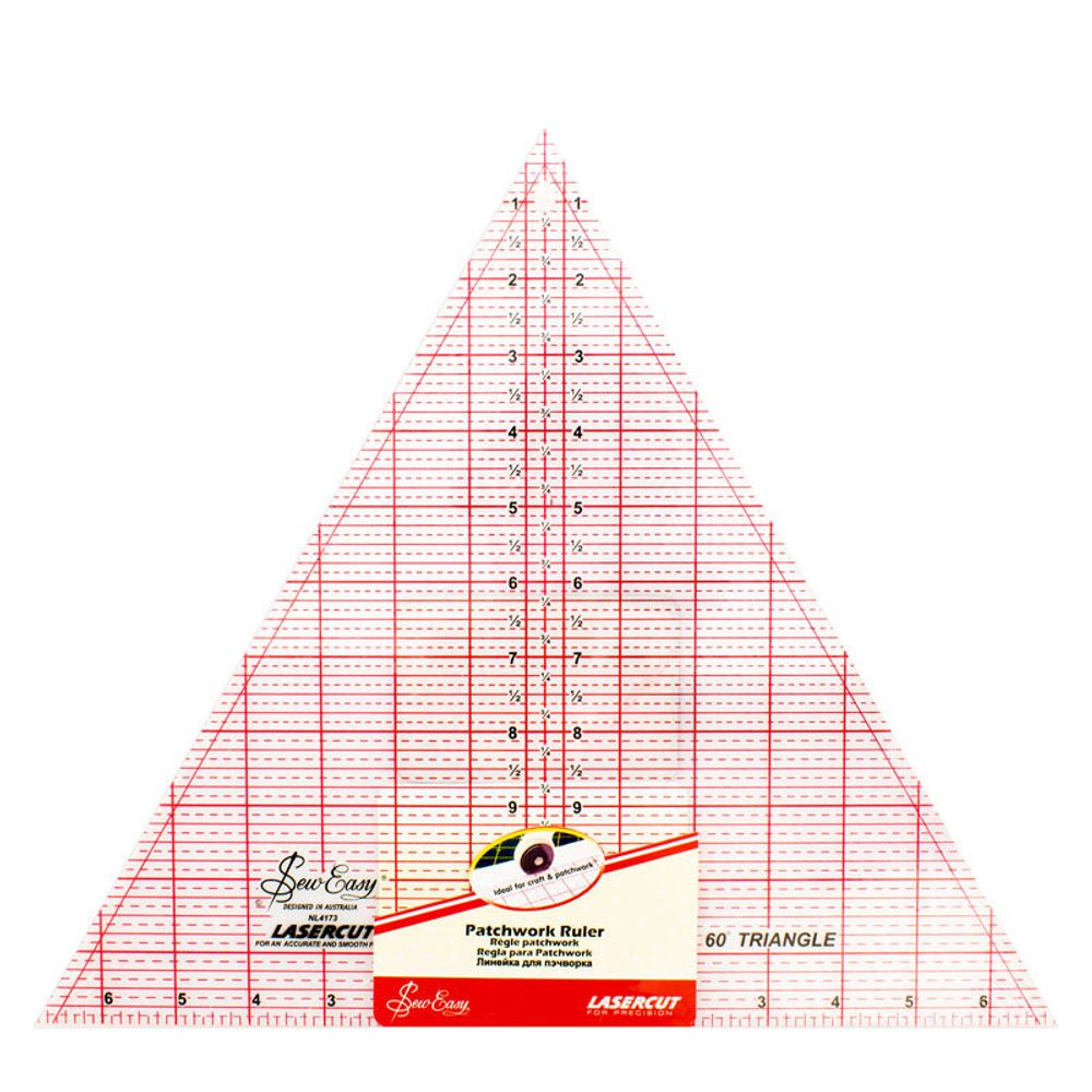 Линейка-треугольник с углом 60 х, разметка в дюймах, размер 12 x13 7/8, Hemline