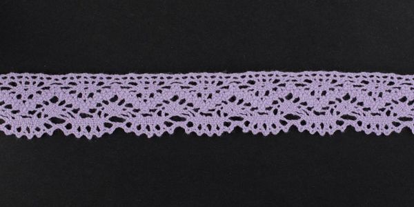 Кружево вязаное (тесьма) 25 мм, цв.св.-фиолетовый, 25м, Alfa, AF-196-027