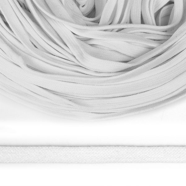 Шнур плоский плетеный х/б ⌀8.0 мм / 50 метров, классическое плетение 001 отбелка