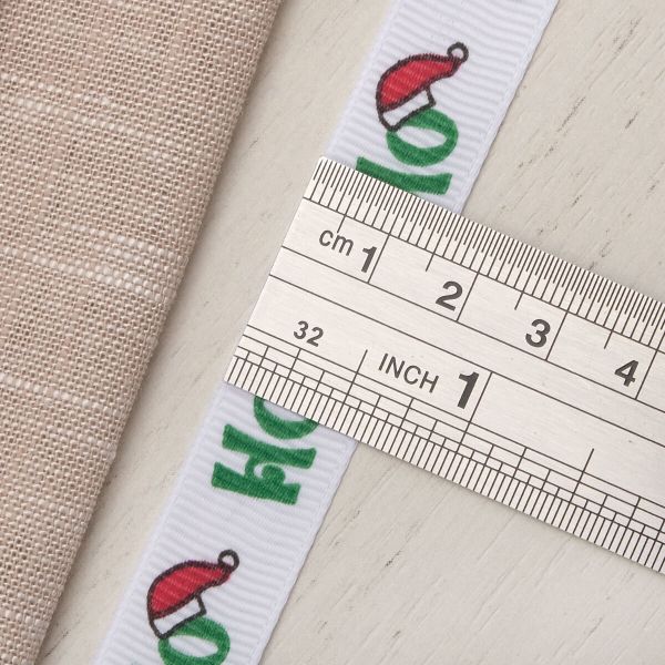 Лента репсовая (в рубчик) 15.0 мм / 22.5±1 метров, HO HO HO, белый