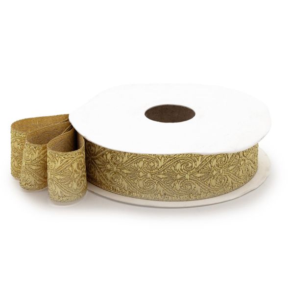 Тесьма металлизированная Дамаск 22мм / 10м (золото), 22071
