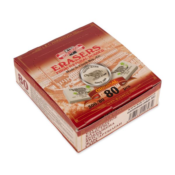 Ластик для чернографитных карандашей 300/80 80 шт, 0300080018KDRU цветной, KOH-I-NOOR Hardtmuth