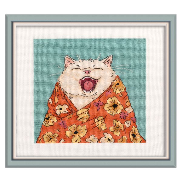 Набор для вышивания нитками Panna K-7533, Сонный мурлыка, 15х15 см