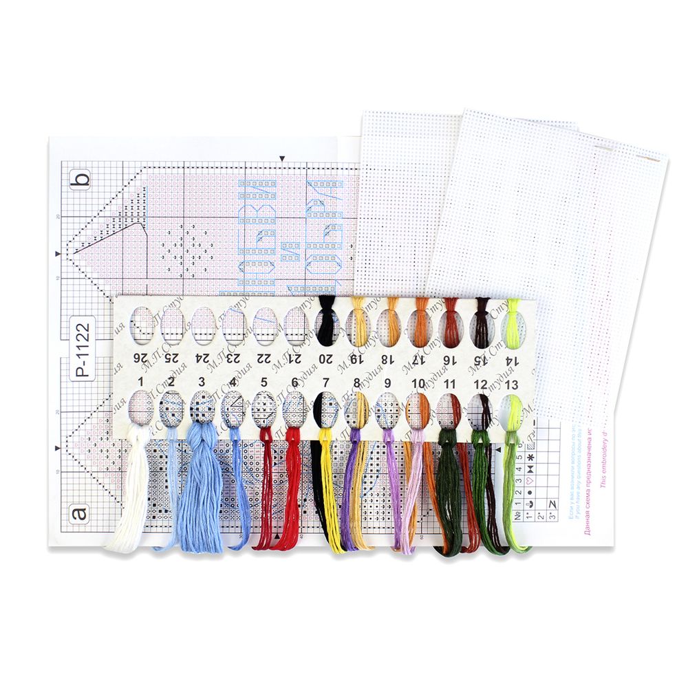 Набор для вышивания нитками МП Студия Р-1122, Конфета новогодняя Любви и добра, 13х5 см