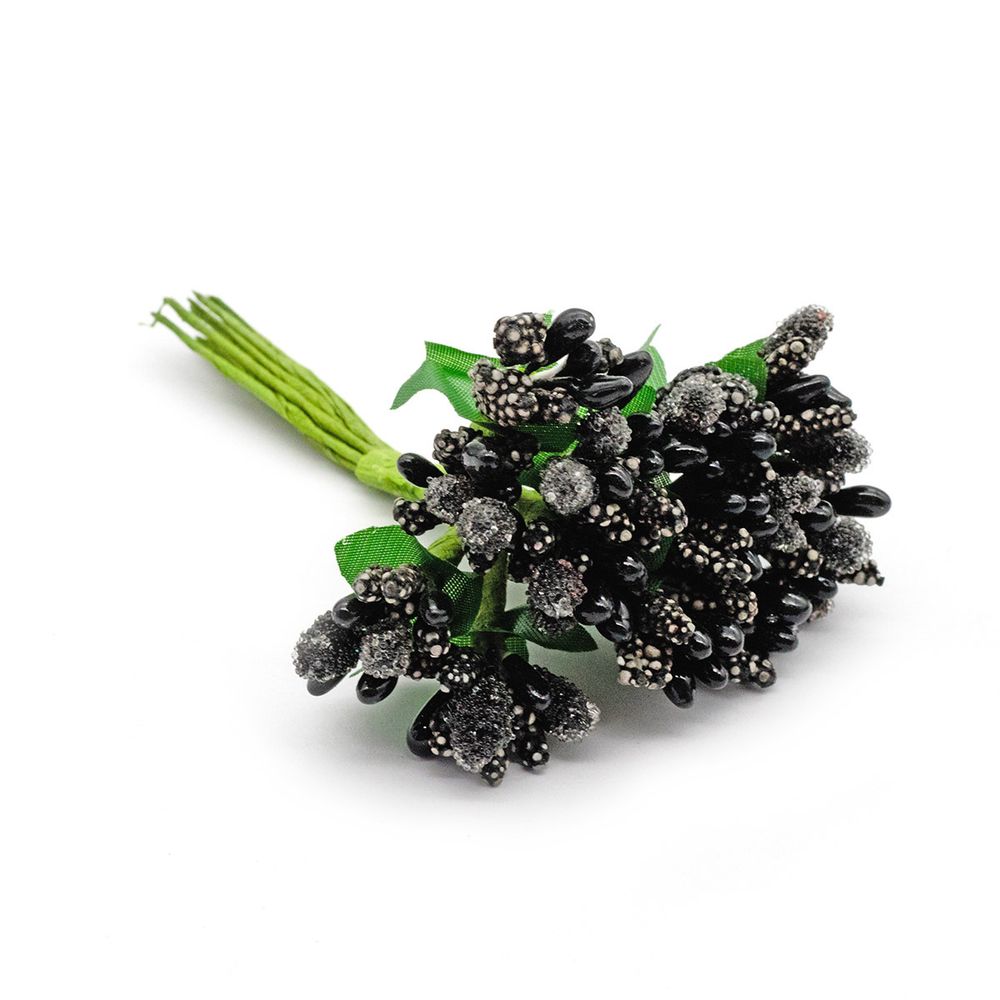 Цветы искусственные декоративные 2см (12 штук) (черный)