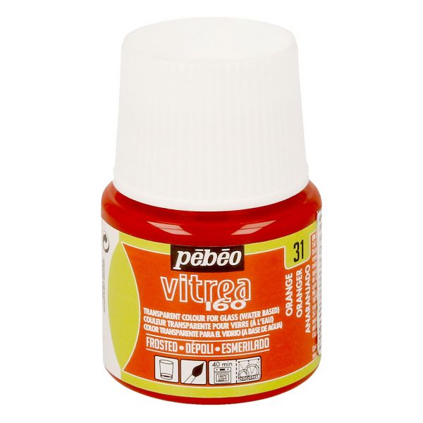 Краска по стеклу (под обжиг) матовая Vitrea 160, 45 мл, 112031 оранжевый, Pebeo