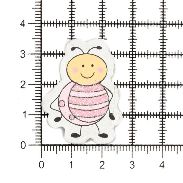 Декоративный стикер Пчелка 40 мм, розовый, 10 шт