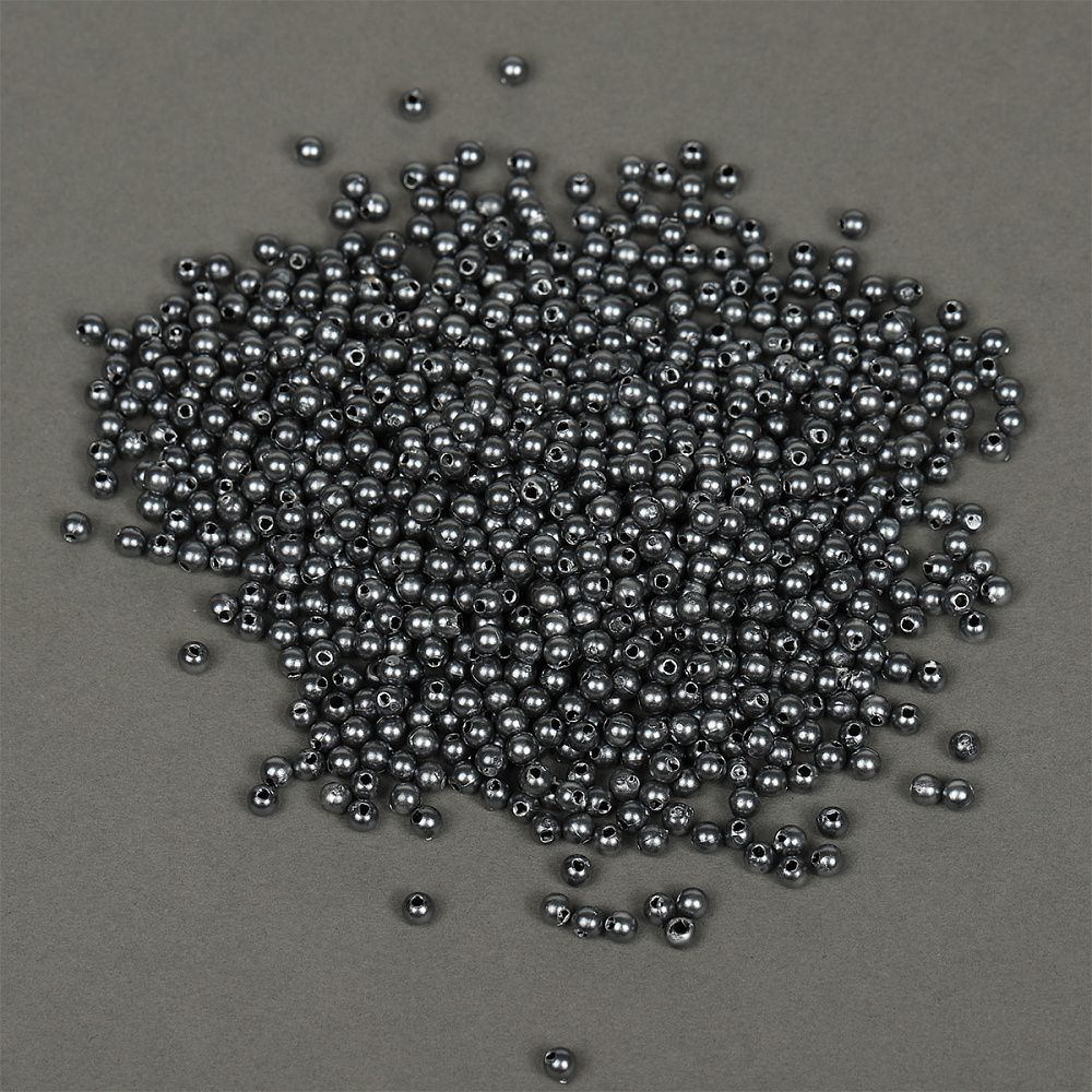 Бусины пластик (перламутр) ⌀4 мм, цв.029 серый, уп.500г (15000 шт), Magic4Hobby