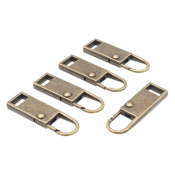 Пуллер-карабин для молнии 38х11 мм, металл (старая латунь), 5 шт