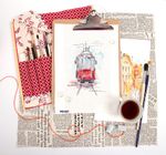 Набор для вышивания нитками Panna, Городской трамвай, 17х25 см