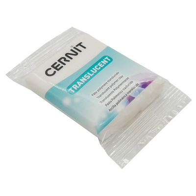 Полимерная глина Cernit Translucent запекаемая, прозрачная 56 гр, 010 белый с блестками
