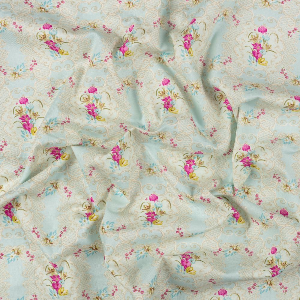 Ткань для пэчворка Peppy Весенний этюд, рулон 112 см / 5 метров, ВЭ-08 голубой, Peppy