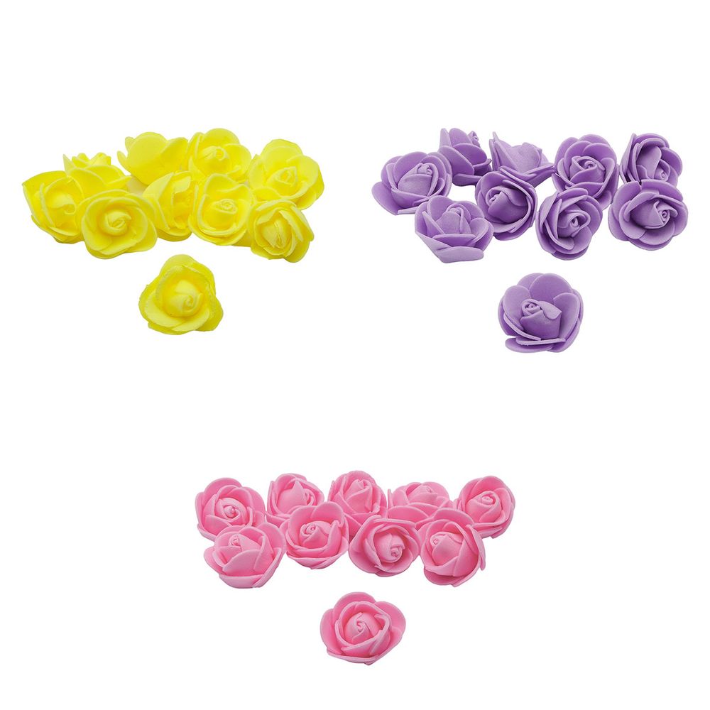 Цветочек-розочка из фоамирана 38 мм, микс №17, 3 цвета, 30 шт