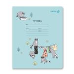 Тетрадь ученическая школьная, выборочный лак, A5 12 л. на скобе 65 г/м², белизна 100% 25 шт клетка, 01406 Деловой енот, Светоч Т87