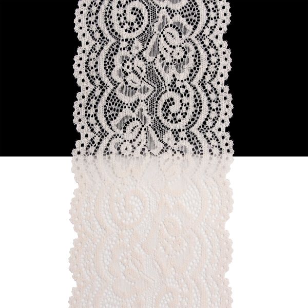 Кружево эластичное (стрейч) 100 мм / 3 метра, C571 молочный