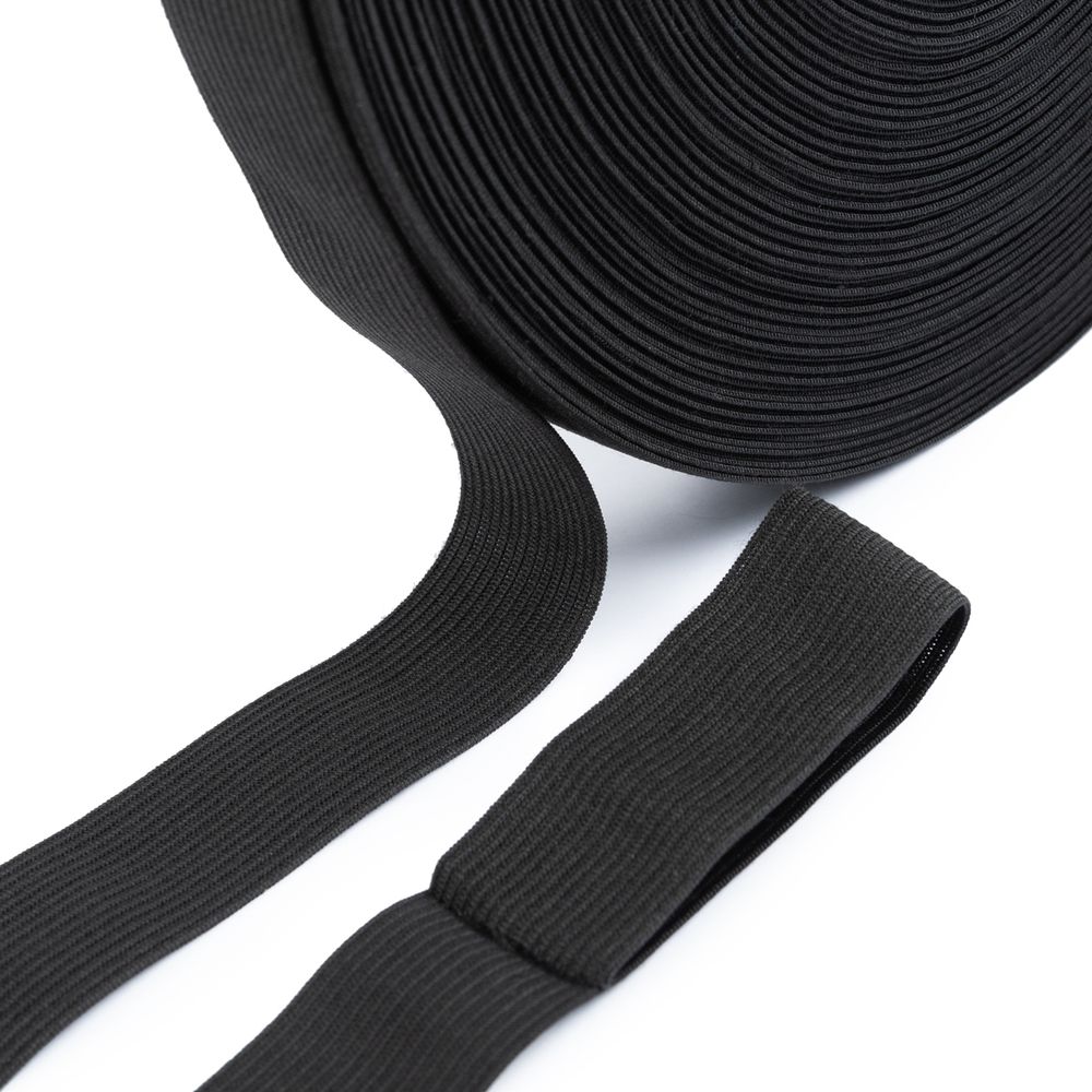 Резинка вязаная 25 мм, / 50 метров, черный, Gamma RV-25 BL