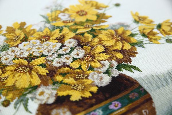 Набор для вышивания нитками Panna, Букет с желтыми цветами 38х31 см