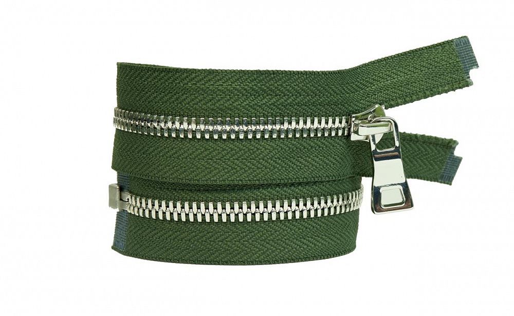 Молния металл Т5 (5 мм) 1 зам., разъем., 65 см, никель, цв.D190 хаки, MaxZipper Premium, 1 шт /TOS/